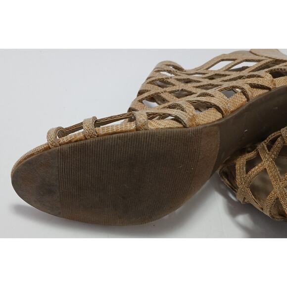 a.n.a Heels Caroline High Heeled Sandals Zip Peep Toe Beige Size 10 - Picture 6 of 6